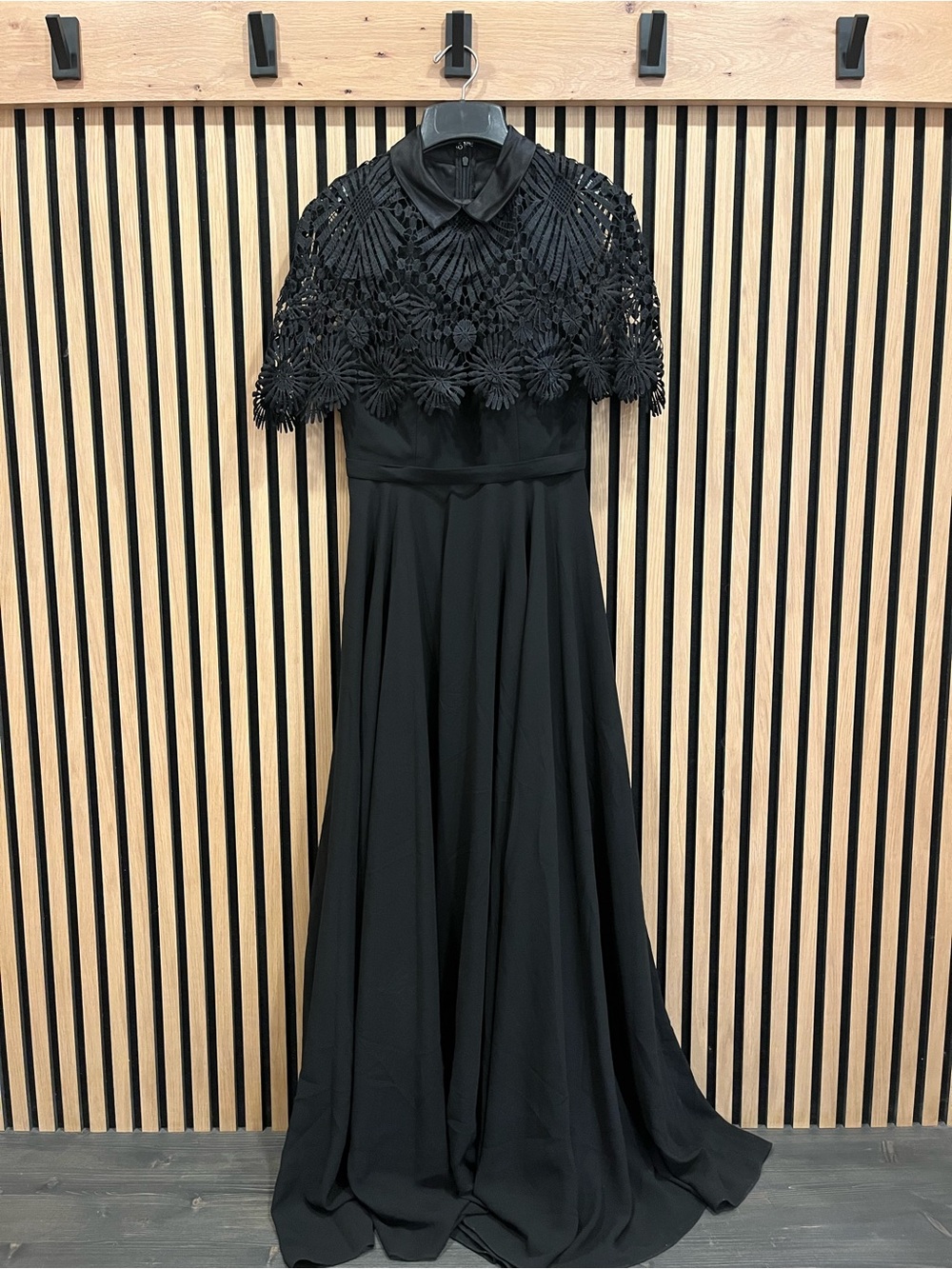 Black Crochet Overlay Maxi Dress